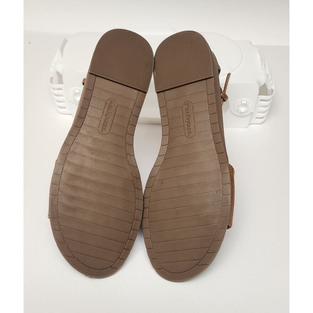 Kim Rogers Finley Faux Leather Brown Low Wedge Sandal Shoes Size 6M - Picture 11 of 13